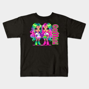 Gemini Szn Dollz Zodiac Birthday Baddie Anime Y2K Kids T-Shirt